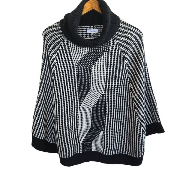 ONE SIZE FITS ALL Calvin Klein Capelette Sweater black and white - Picture 1 of 3